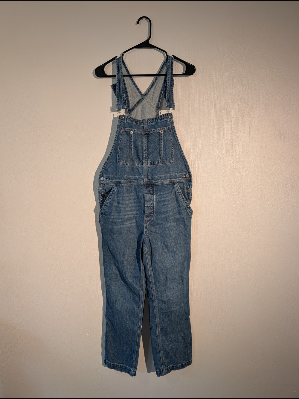 We The Free Medium Blue Denim Women's Overalls with Front Bib